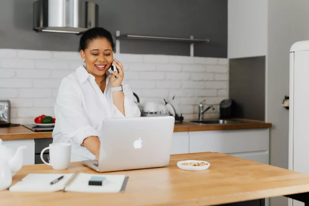 smiling customer calling