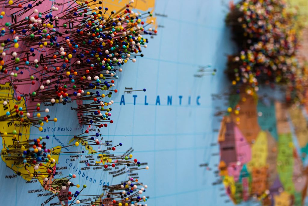 Map under a magnifying glass